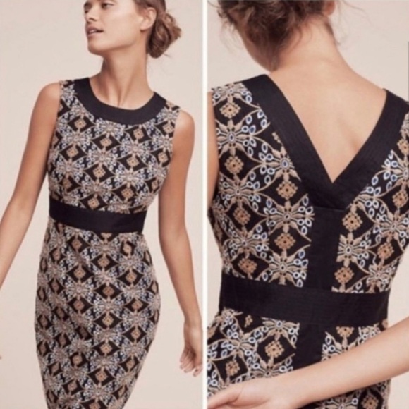 HD in Paris Anthropologie stunning Cutwork Column Midi Dress - Picture 1 of 16